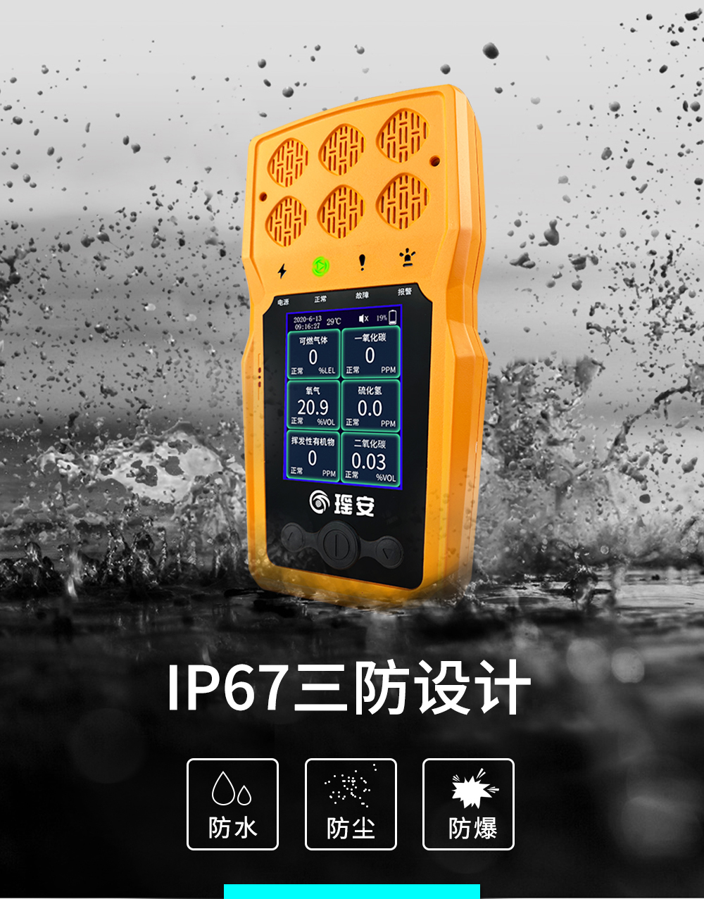 瑤安便攜六合一氣體檢測器